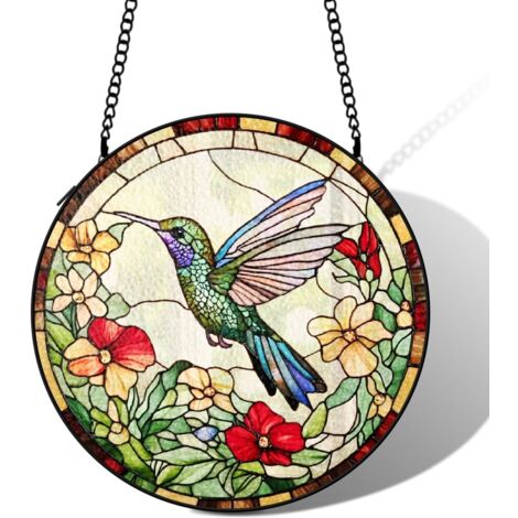 Vitrail colibri attrape-soleil 16 cm décoration fenêtre suspension élégante cadeau anniversaire