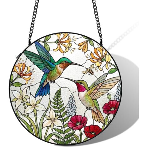 Vitrail colibri attrape-soleil 16 cm décoration fenêtre suspension élégante cadeau anniversaire
