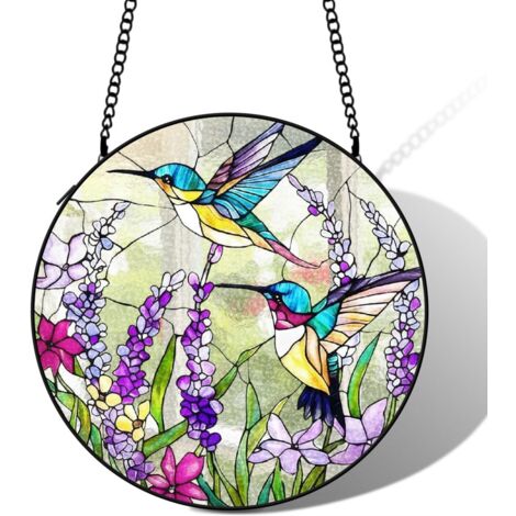 Vitrail colibri attrape-soleil 16 cm décoration fenêtre suspension élégante cadeau grand-mère