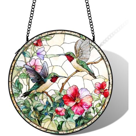Vitrail colibri attrape-soleil 16 cm décoration fenêtre suspension élégante cadeau maison