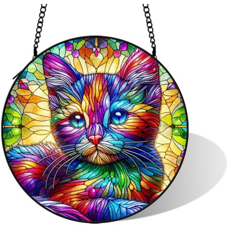 Vitrail coloré suspendu pour fenêtre, diamètre: 20 cm
