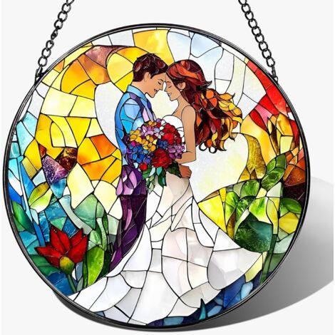 Vitrail décoratif 12.5 cm – Attrape-soleil suspendu pour intérieur, idée cadeau Noël, Fête des Mères