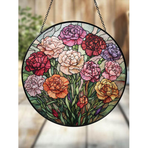 Vitrail fleur naissance diamètre 16 cm, attrape-soleil intérieur