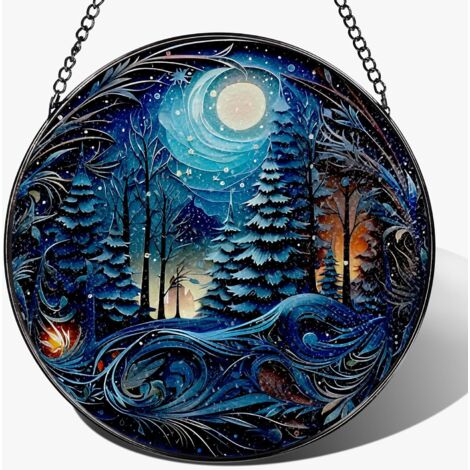 Vitrail suspendu 9 cm – Décoration intérieure attrape-soleil pour fenêtre ou porte, cadeau anniversaire