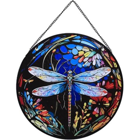 Vitrail suspendu pour fenêtres, 20 cm, libellule, attrape-soleil, décoration de jardin, décoration de Noël