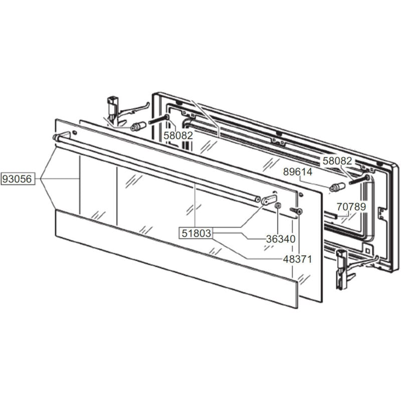 Smeg - Vitre de porte intermédiaire (repère 93056) 624X231 mm