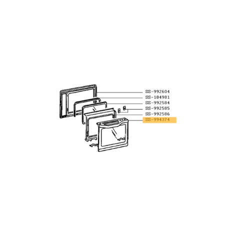 Vitre + poignee + support (repere SS-994374) 465X347 mm Four, cuisiniere SS-994374 ROWENTA Four, cuisiniere SS-994374 ROWENTA