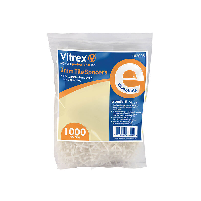 Vitrex 102005 Essential Tile Spacers 2mm (Pack 1000) VIT102005