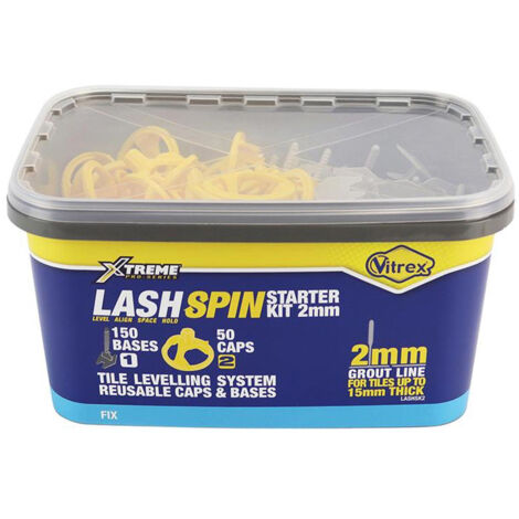 Vitrex LASHSPIN Tile Levelling Starter Kit 2mm - 150 Bases & Caps