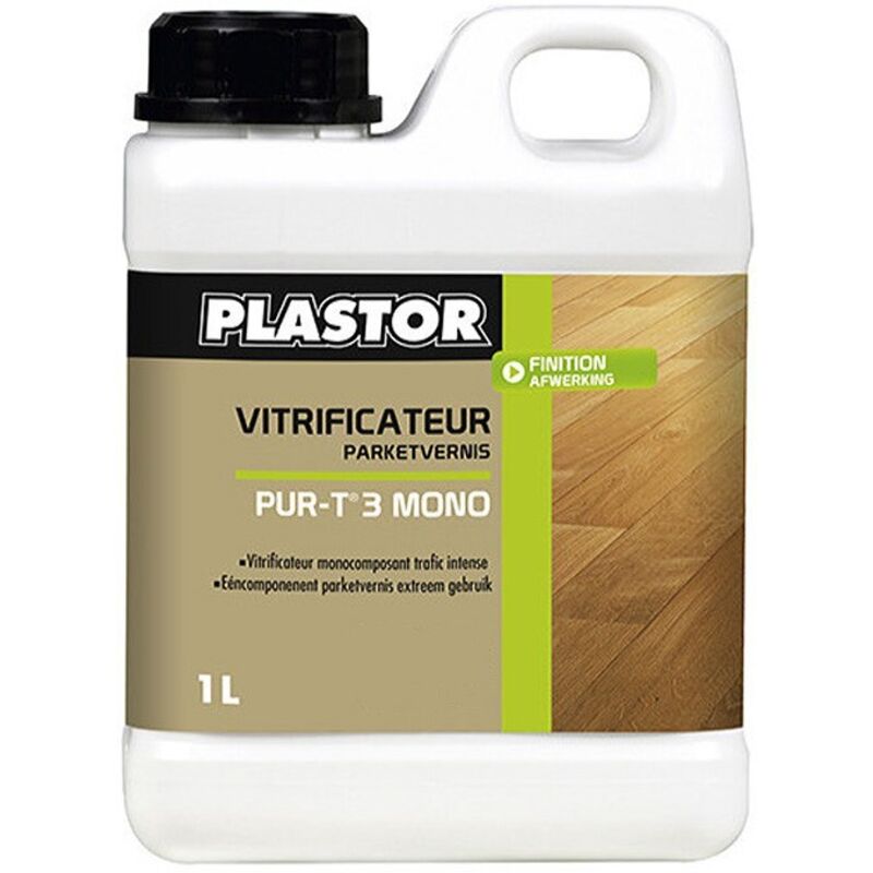 Vitrificateur parquet Plastor Monopur T3 : Vitrificateur monocomposant en phase aqueuse, idéal pour les pièces à vivre à fortes contraintes ou lieux