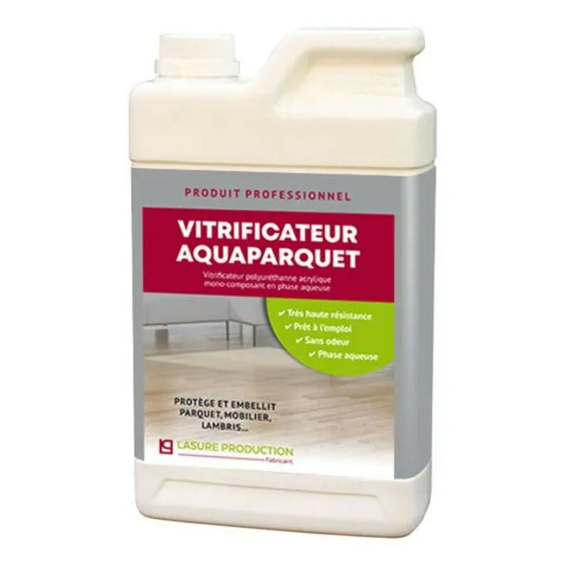 Lasure Production - vitrificateur à parquet à l'eau : AQUAPARQUET--Mat-Bidon de 1 l