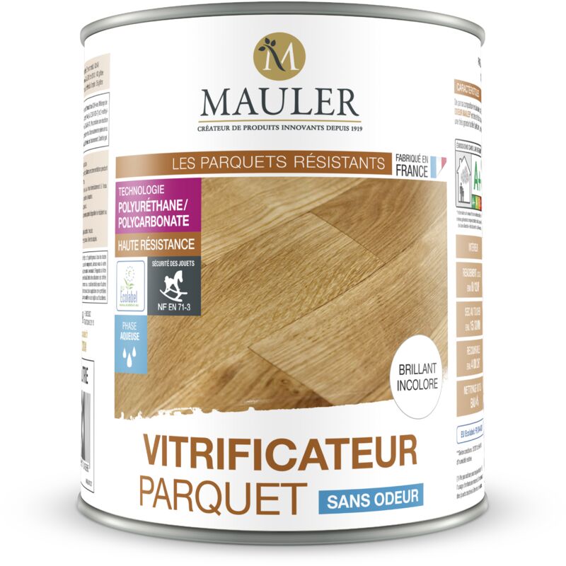 1919 By Mauler - mauler - Vitrificateur parquet & escalier incolore Aspect Brillant 5L - protection taches, rayures, usure longue durée, écolabel et
