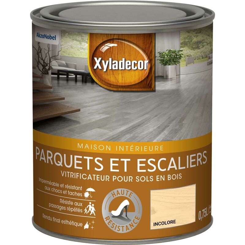 Xyladecor - Vitrificateur pour sols intérieurs en bois - Parquet et Escalier - aspect mat incolore 0,75 l Incolore