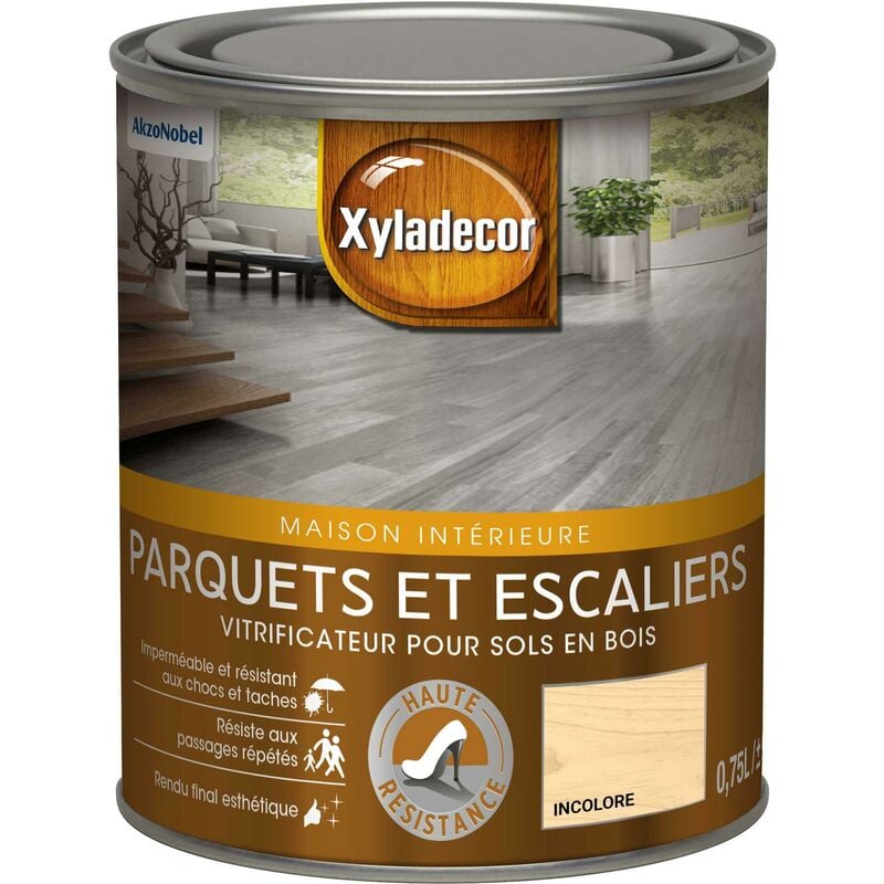 Xyladecor - Vitrificateur pour sols intérieurs en bois - Parquet et Escalier - aspect satin incolore 0,75 l Incolore