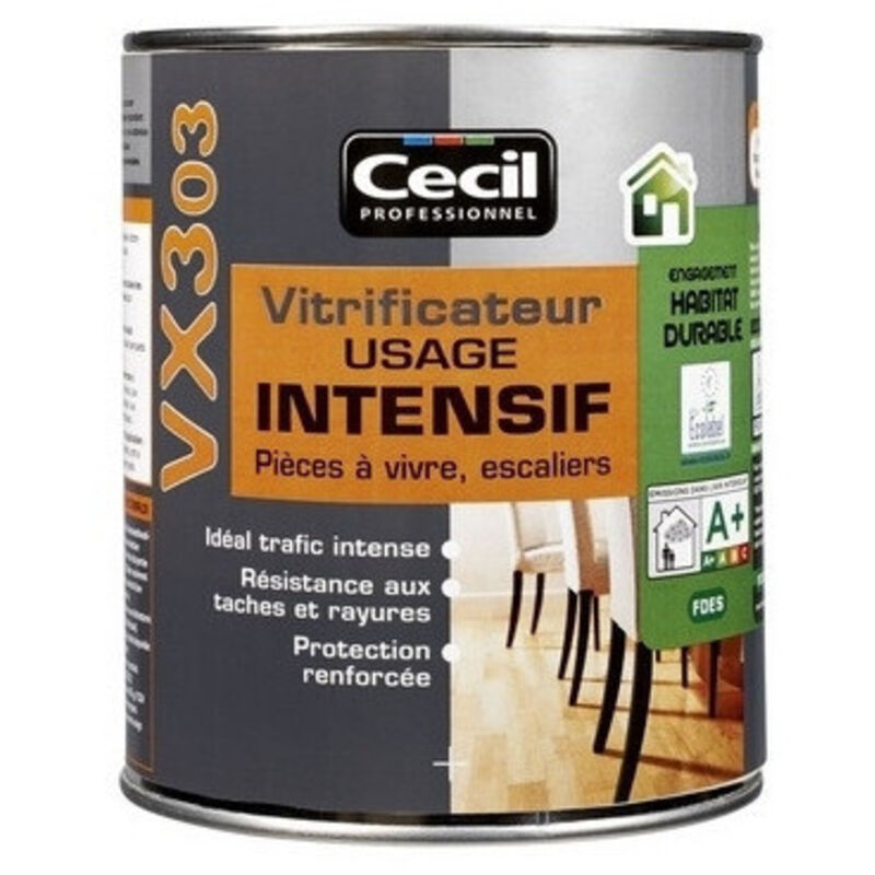 Cecil - Vitrificateur pro satin incolore - Contenant (en l): 1.00 Cecil - Vitrificateur pro satin incolore - Contenant (en l): 1.00