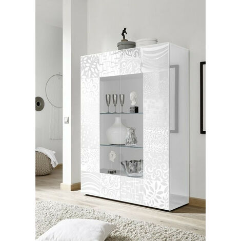 Vitrina 2 puertas MIREL blanco lacado 121 cm