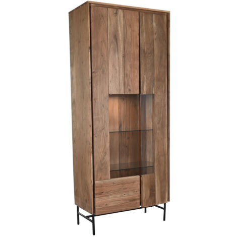 Vitrina Acacia Cristal 80X40X197 Marron