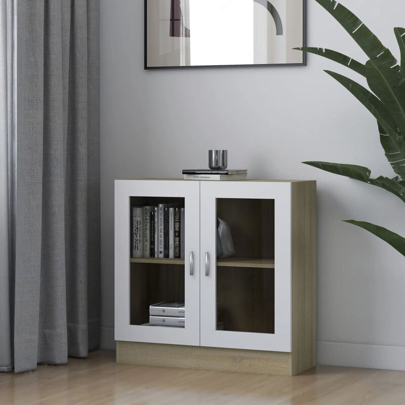 

Vitrina aglomerado blanco roble Sonoma 82,5x30,5x80 cm