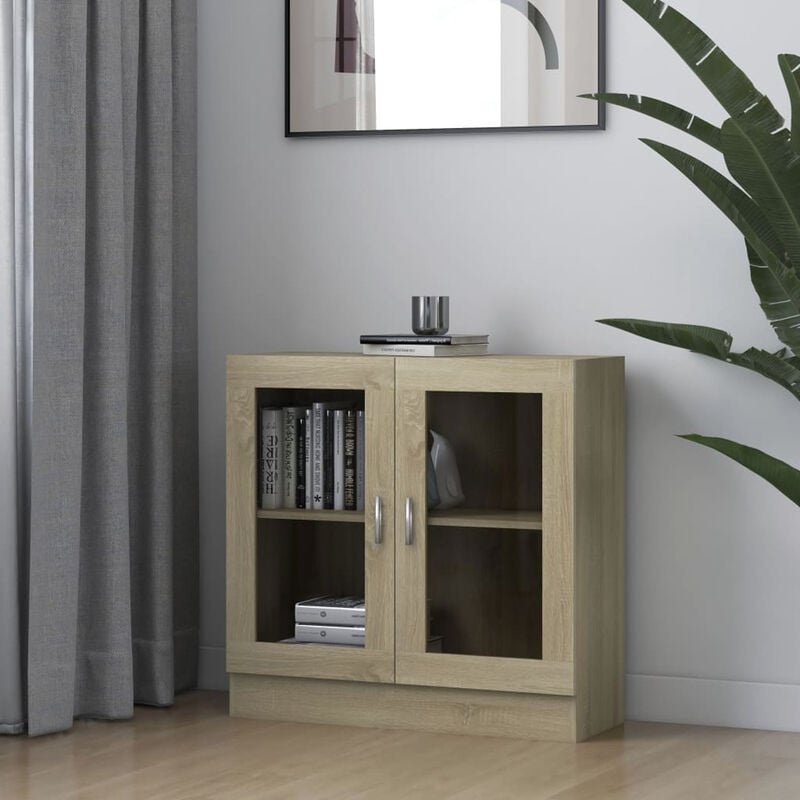 

Vitrina aglomerado color roble Sonoma 82,5x30,5x80 cm