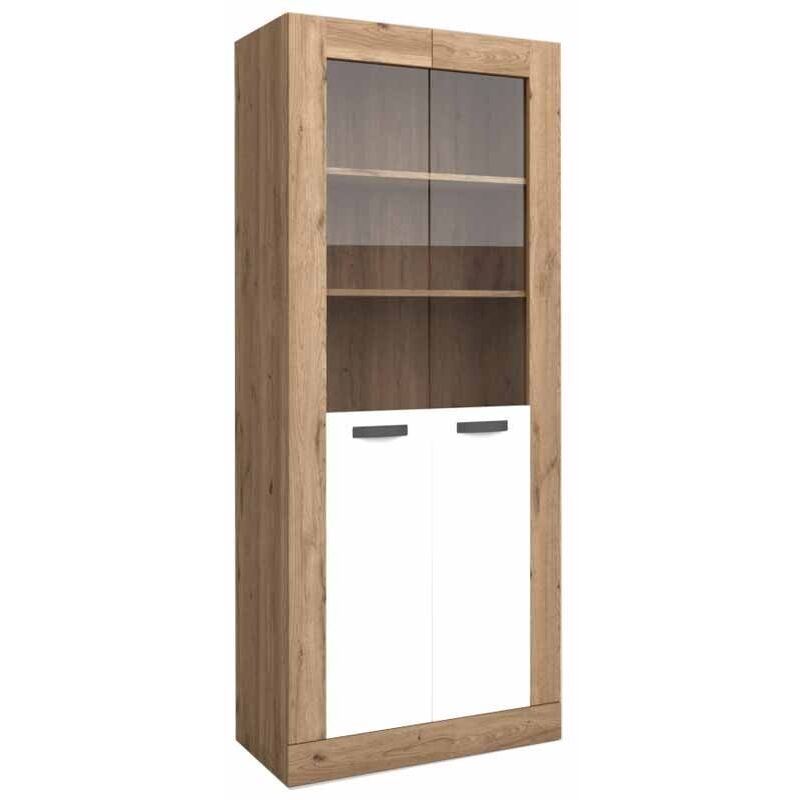 

Vitrina Argos 2 Salón Comedor 2 Puertas Color Blanco Mate y Naturale Aparador Moderno 191x80x40 cm