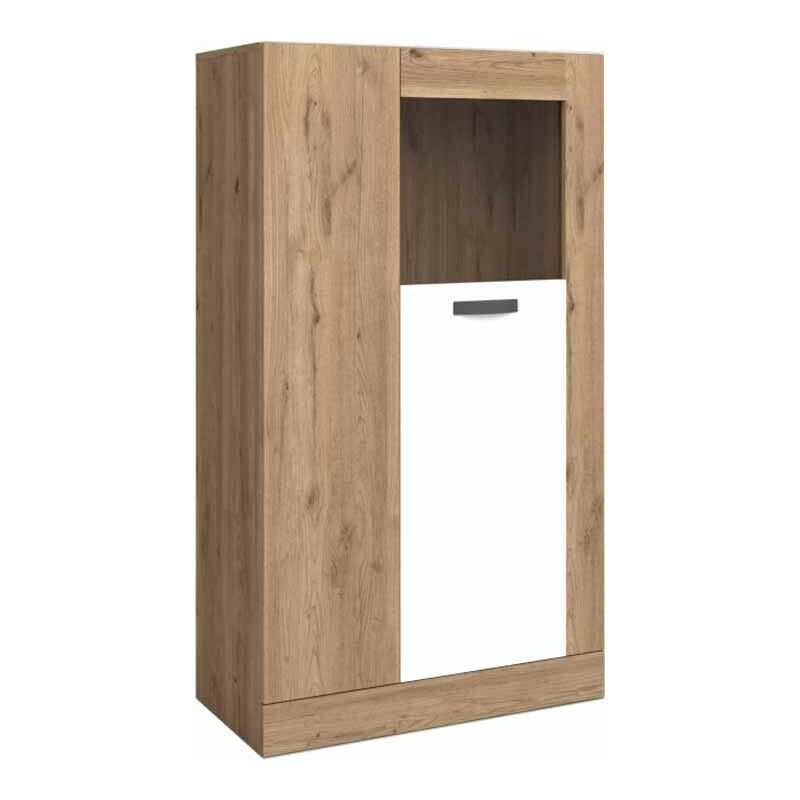 

Vitrina Baja Aparador Argos 2 Color Blanco y Naturale 2 Puertas con Cristal Salón Comedor 80x141x40 cm…