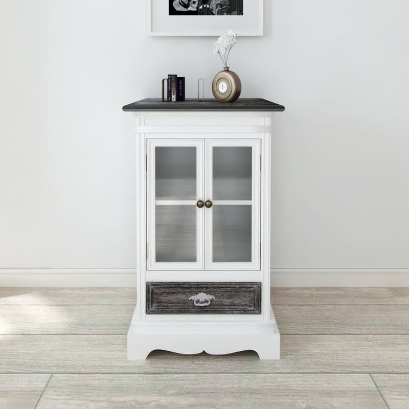 

Vitrina baja con dos puertas y un cajón de madera blanca - Blanco