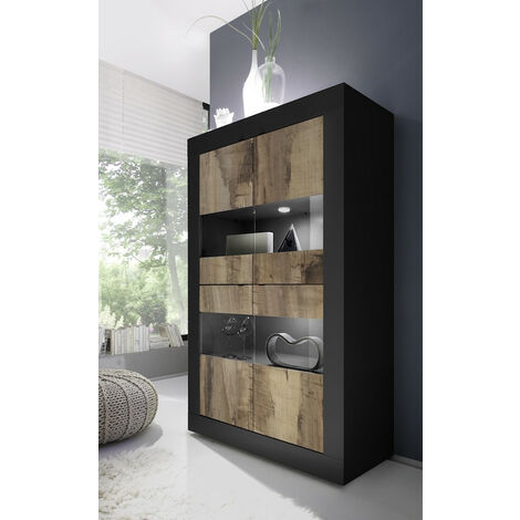 Vitrina BASIC negro mate/ pero 102 x 162 x 43 cm
