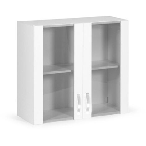 Vitrina blanca de 2 puertas en madera de melamina Al.72x80x32 cm