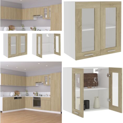 Vitrina colgante "Lyon" roble Sonoma 60x31x60 cm madera de ingeniería - Armario cocina - Almacenamiento cocina