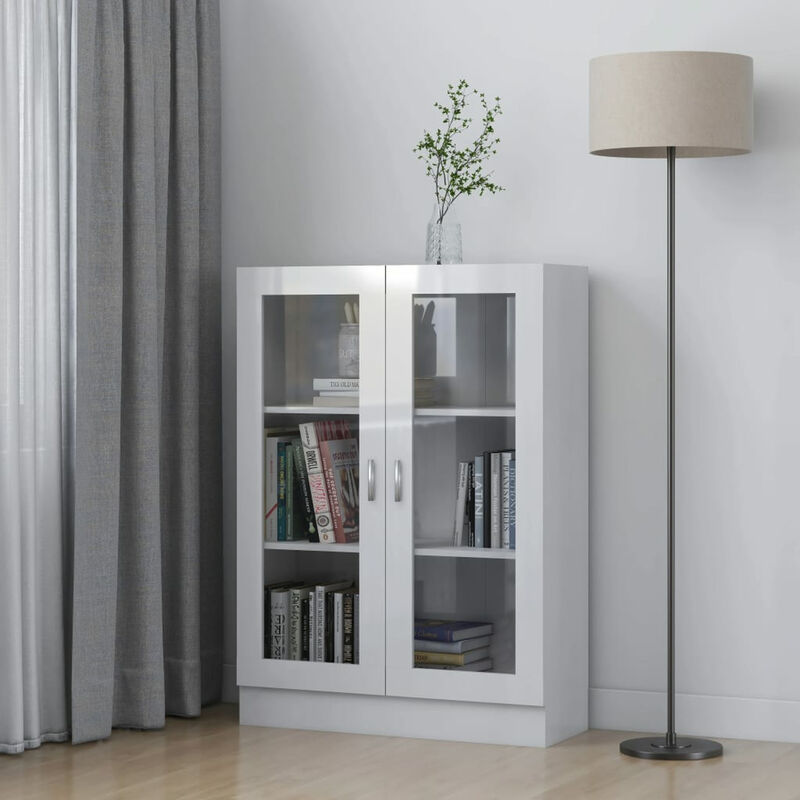 

Vitrina de aglomerado blanco brillante 82,5x30,5x115 cm