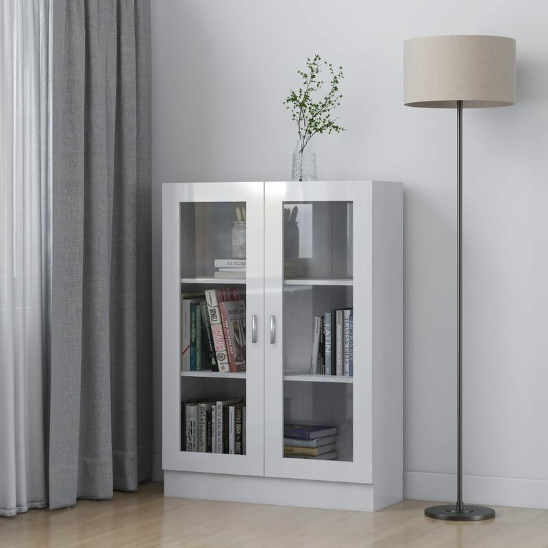 

Vitrina de aglomerado blanco brillante 82,5x30,5x115 cm