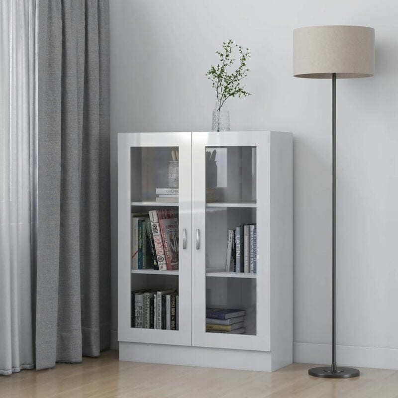 

Vitrina de aglomerado blanco brillante 82,5x30,5x115 cm
