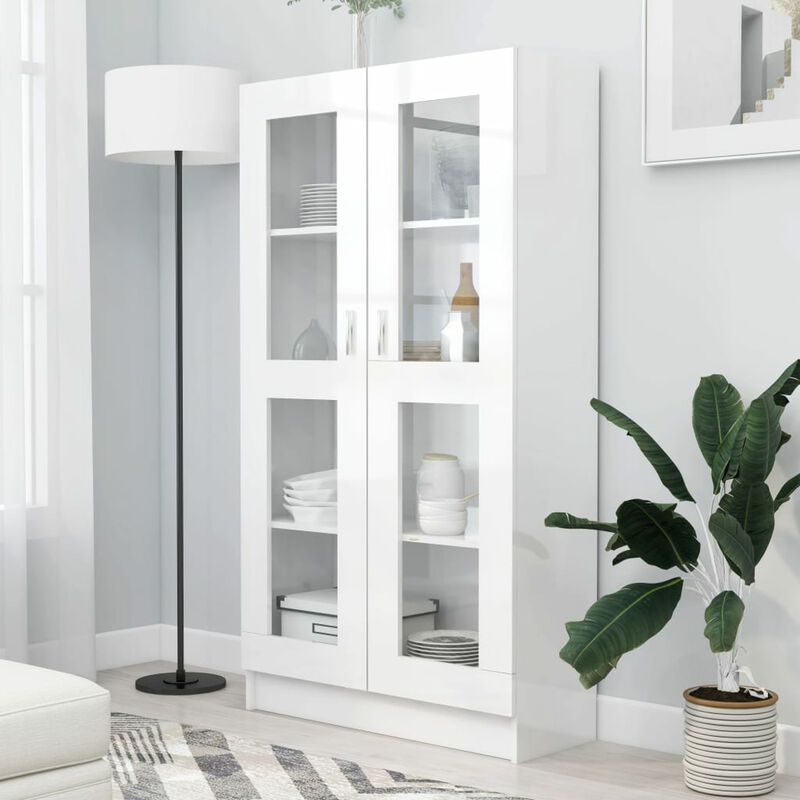 

Vitrina de aglomerado blanco brillante 82,5x30,5x150 cm