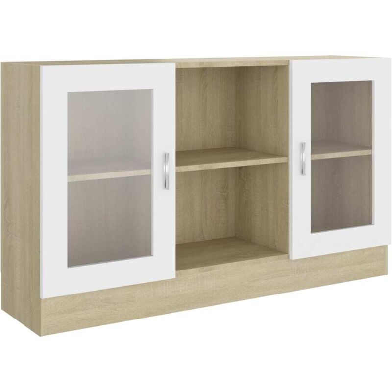 

Vidaxl - Vitrina de Aglomerado 120x30,5x70 cm Blanco y Roble Sonoma - Blanco