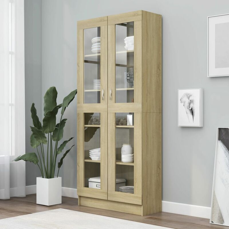 

Vitrina de aglomerado color roble Sonoma 82,5x30,5x185,5 cm - Marrón