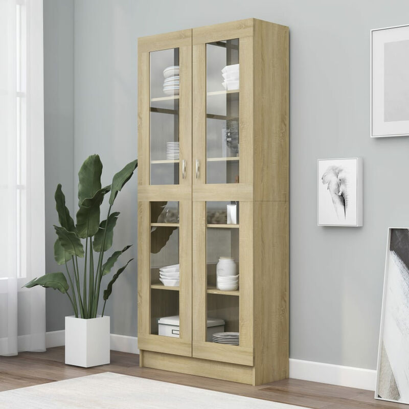 

Vitrina de aglomerado color roble Sonoma 82,5x30,5x185,5 cm