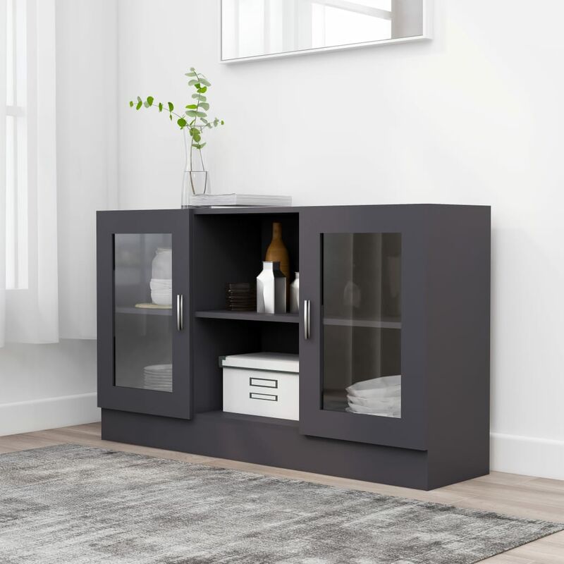 

Vitrina de aglomerado gris 120x30,5x70 cm