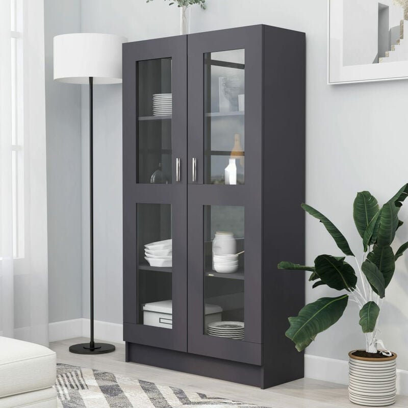 

Happyshopping - Vitrina de aglomerado gris 82,5x30,5x150 cm
