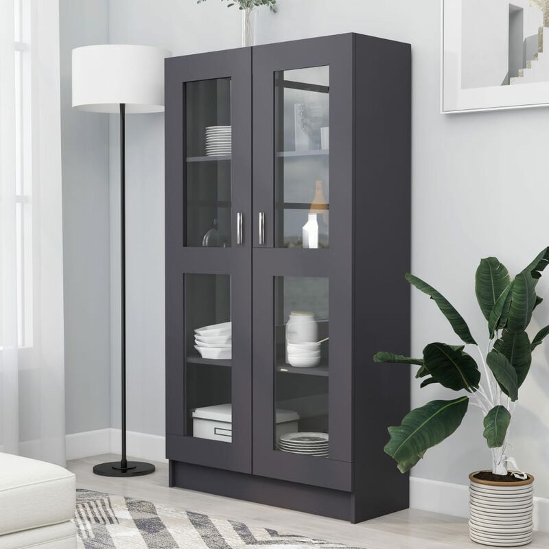 

Vitrina de aglomerado gris 82,5x30,5x150 cm