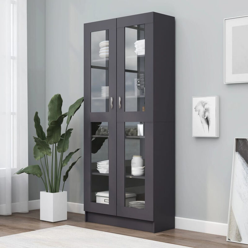 

Happyshopping - Vitrina de aglomerado gris 82,5x30,5x185,5 cm