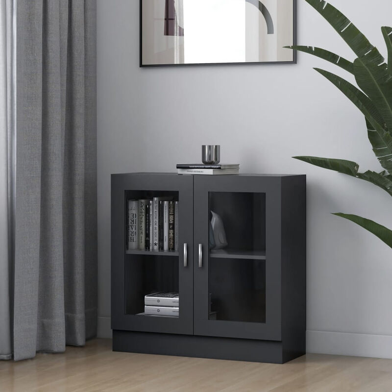 

Happyshopping - Vitrina de aglomerado gris 82,5x30,5x80 cm