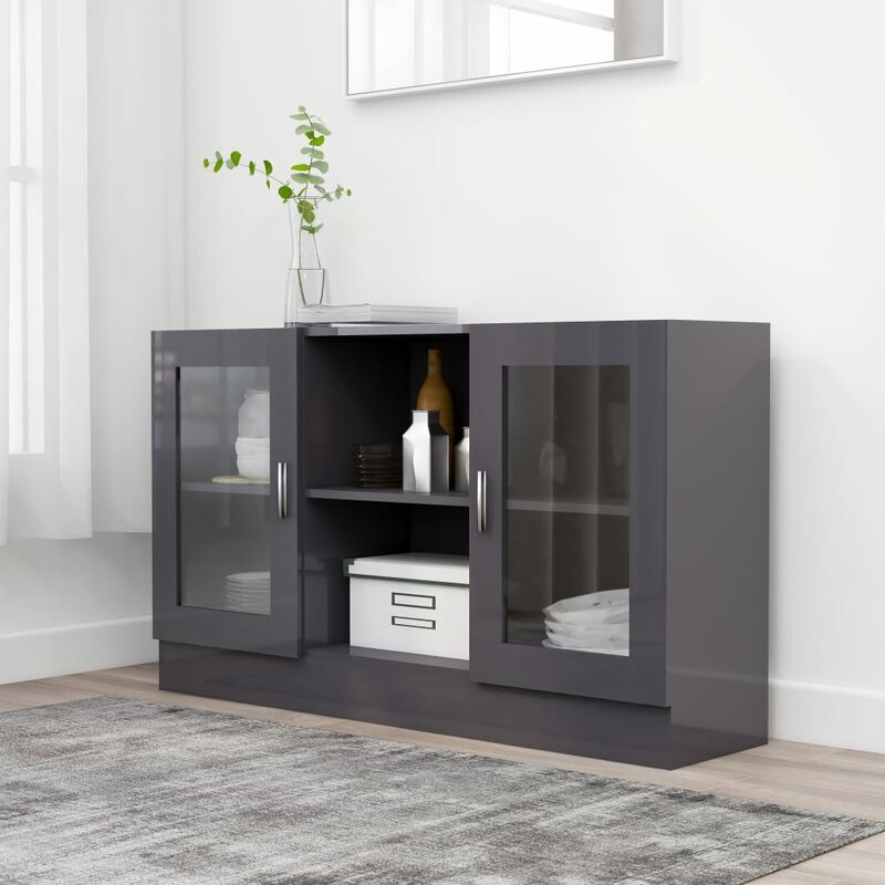 

Vitrina de aglomerado gris brillante 120x30,5x70 cm