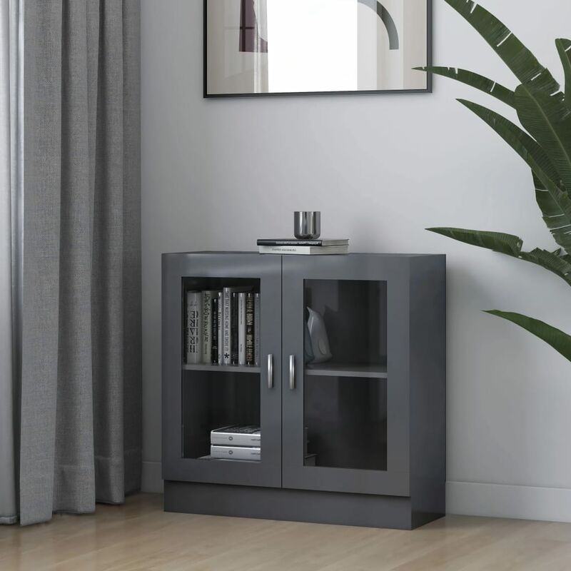 

Vitrina de aglomerado gris brillante 82,5x30,5x80 cm - Gris