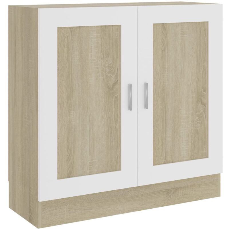 

vidaXL Armario de Libros de Aglomerado Blanco Roble Sonoma 82,5x30,5x80 cm - Blanco