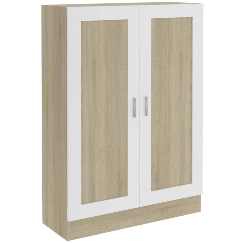 

vidaXL Armario de Libros de Aglomerado Blanco Roble Sonoma 82,5x30,5x115 cm - Blanco