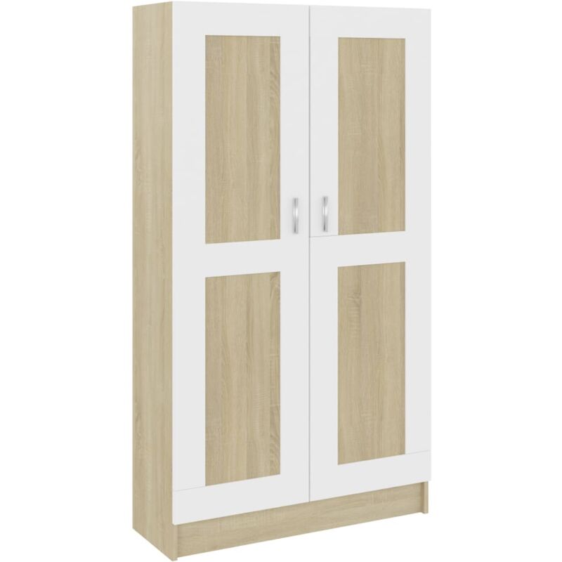 

vidaXL Armario de Libros de Aglomerado Blanco y Roble Sonoma 82,5x30,5x150 cm - Blanco