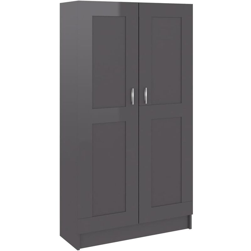 

vidaXL Armario de Libros de Aglomerado Gris Brillante 82,5x30,5x150 cm - Gris