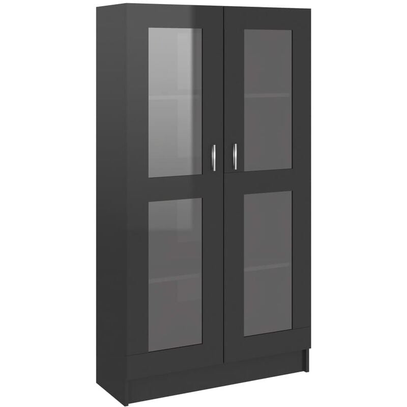 

vidaXL Armario de Libros de Aglomerado Negro Brillante 82,5x30,5x150 cm - Negro