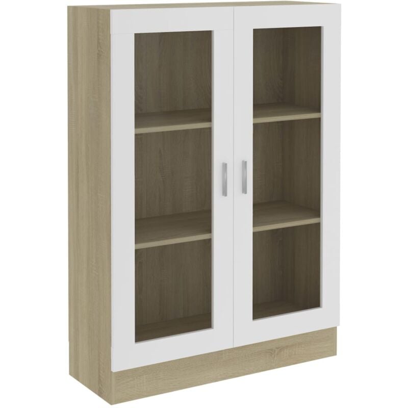 

vidaXL Armario de Libros de Aglomerado Blanco y Roble Sonoma 82,5x30,5x115 cm - Blanco