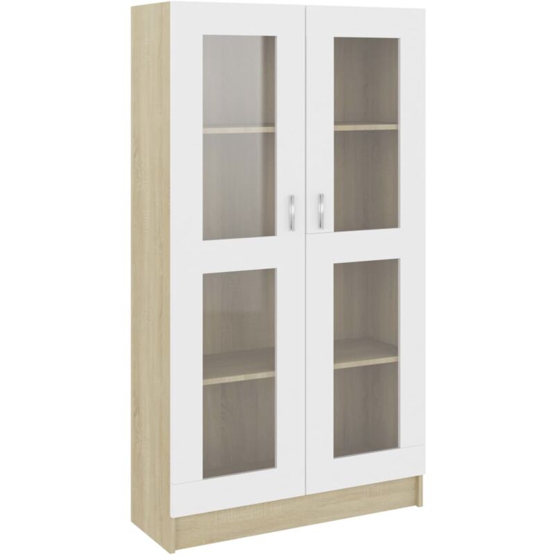 

vidaXL Armario de Libros de Aglomerado Blanco y Roble Sonoma 82,5x30,5x150 cm - Blanco